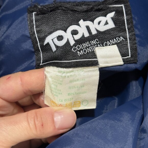 VTG Topher Mens Ski Pants Overalls Bib Ski Suit Suspenders 70s 80s M Blue Retro - Picture 9 of 15